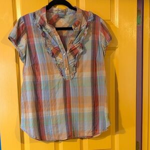 Delia’s Plaid Ruffle Blouse